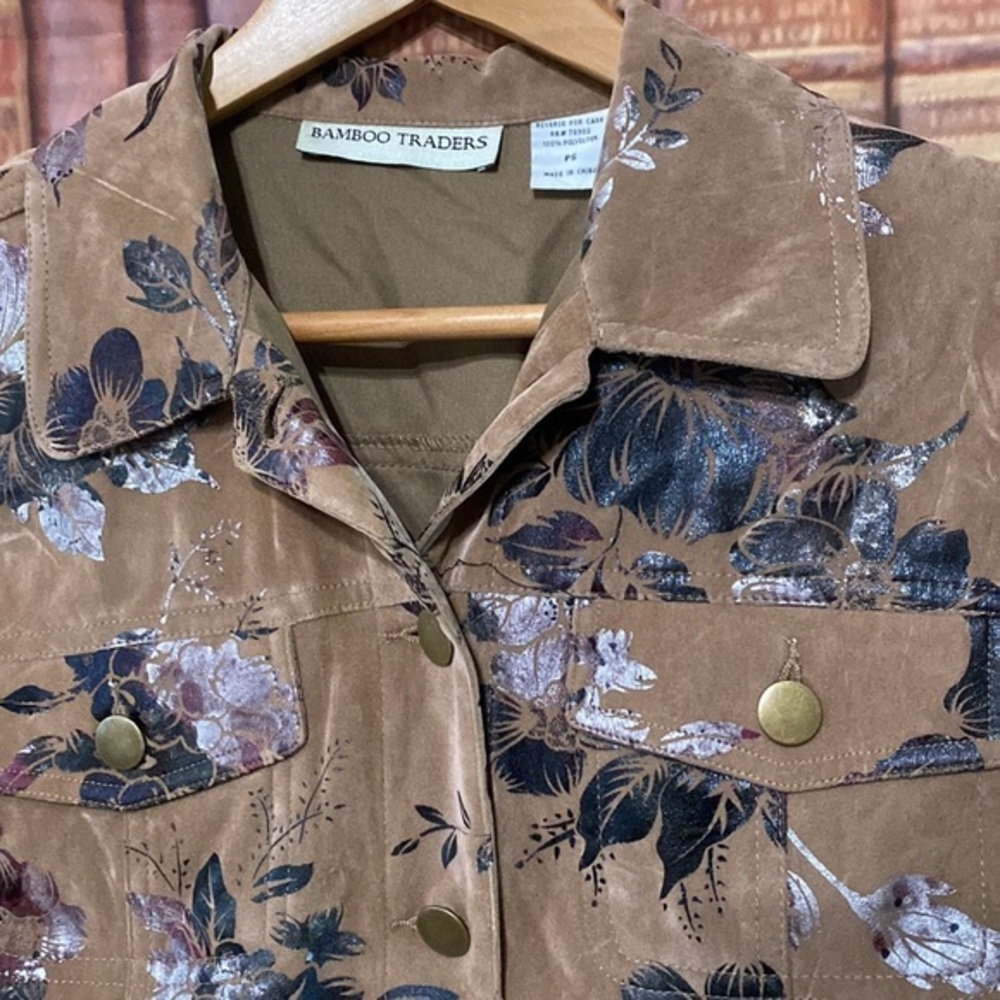 Bamboo‎ traders velvet floral button up jacket shacket PS